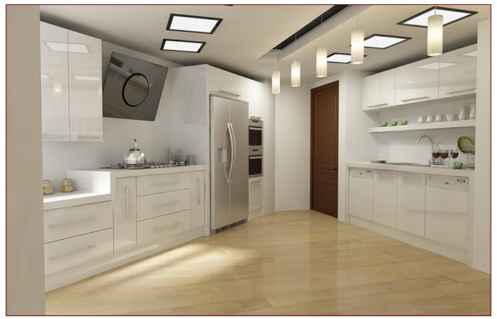 نمونه کابینت سفید در کابینت سازی آبنوس