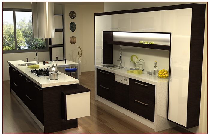 نمونه کابینت مشکی وسفید در کابینت سازی آبنوس